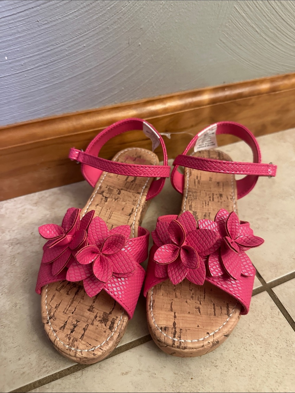 Brand NEW! Girls' Gymboree Pink Floral Cork Wedge Sandals